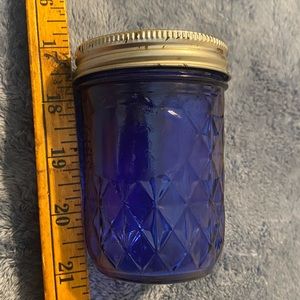 Cobalt Blue Glass 4 in Canning jar with Lid preowned